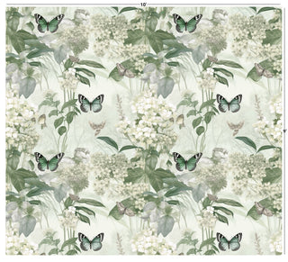 Green Blossom Teal Butterflies