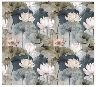 Pink Lotus Teal Leaves