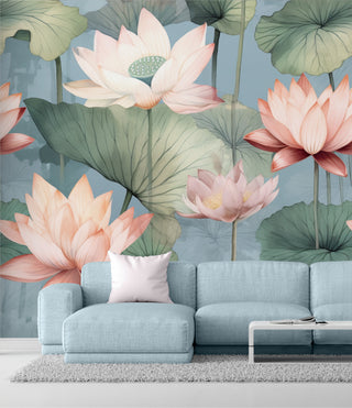 Peach Lotus Blue Waters
