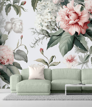 Pink Peony and White Hydrangea